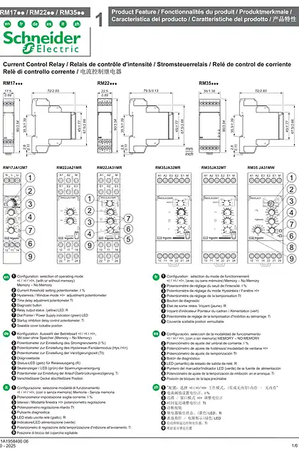 schneider施耐德RM17… _ RM22… _ RM35… Harmony 1 Phase Control Relay_ 说明书